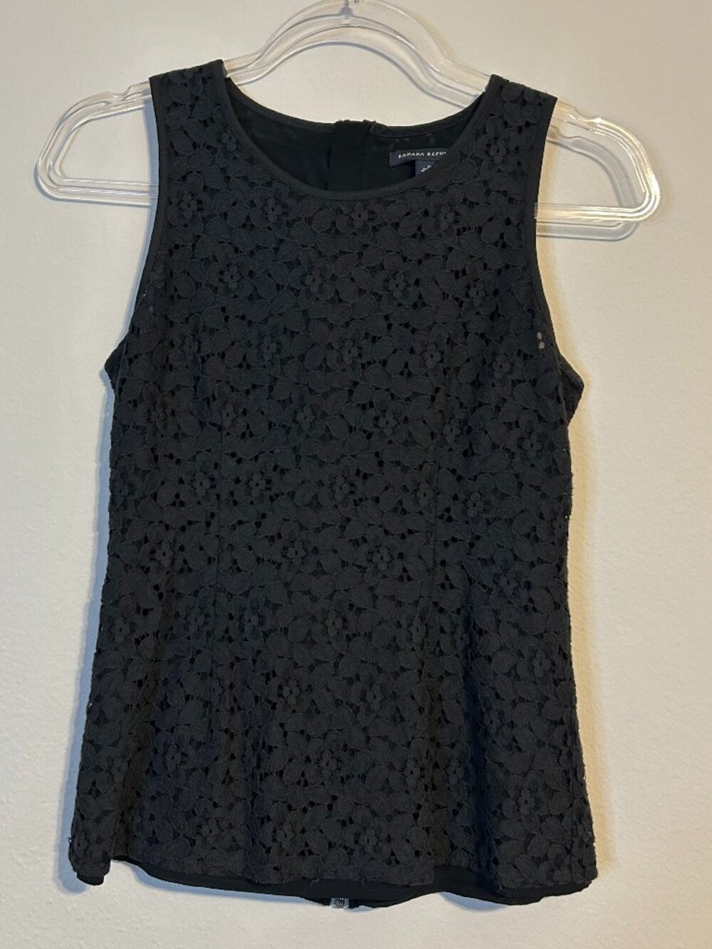 Banana Republic Black Lace Sleeveless Lined Floral Elegant Top Size 0